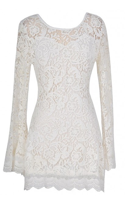 Bell Sleeve Hippie Chic Crochet Lace Dress